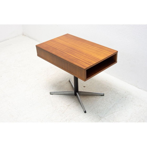 Image 1 of Vintage swivel side table in mahogany, Czechoslovakia 1970s