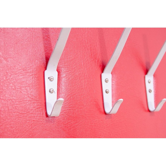 Image 1 of Pair of vintage coat racks in wood and faux leather for Drevokov, Czechoslovakia 1960