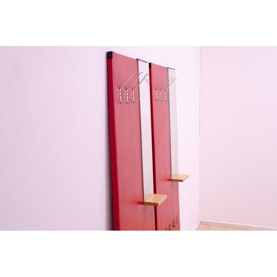 Image 1 of Pair of vintage coat racks in wood and faux leather for Drevokov, Czechoslovakia 1960
