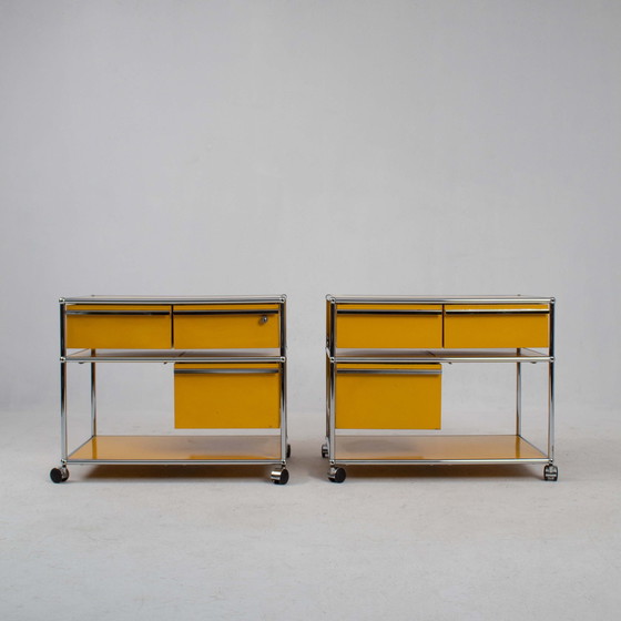 Image 1 of Set Of Yellow Usm Haller Trolley