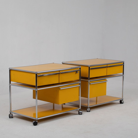 Image 1 of Set Of Yellow Usm Haller Trolley