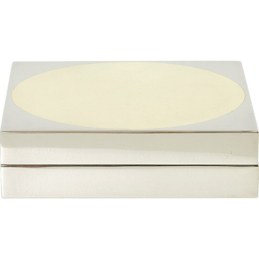 Vintage chrome and brass square jewelry box by Romeo Rega, 1970s
