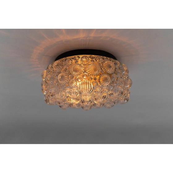 Image 1 of Vintage round ceiling lamp in glossy glass and metal in the shape of a 3D fossil shell, 1960