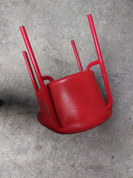 Image 1 of Red Leather Armchair Memphis Style