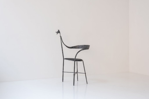 Side chair sculpted in the manner of Diego Giacometti, Italy 1980s. 