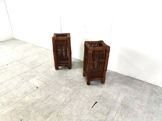 Image 1 of Pair of bamboo planters, 1970s