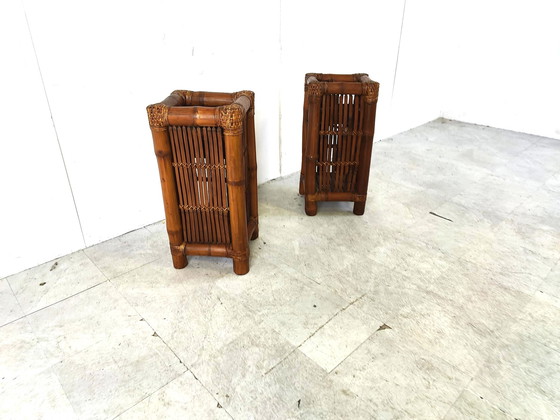 Image 1 of Pair of bamboo planters, 1970s