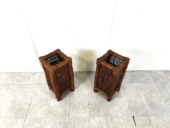 Image 1 of Pair of bamboo planters, 1970s