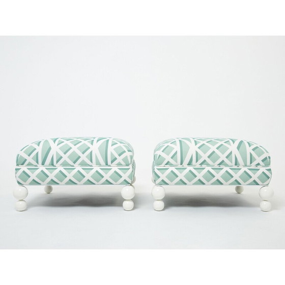 Image 1 of Pair of vintage shaggy poufs, 1970