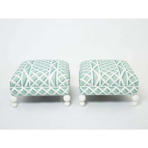 Image 1 of Pair of vintage shaggy poufs, 1970