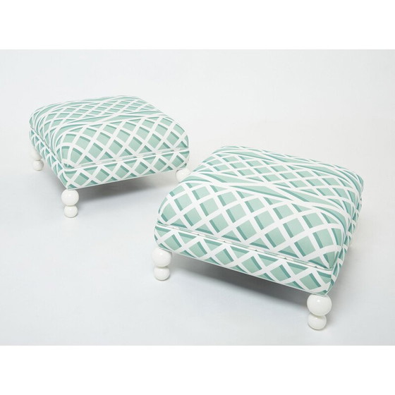 Image 1 of Pair of vintage shaggy poufs, 1970