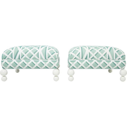 Pair of vintage shaggy poufs, 1970