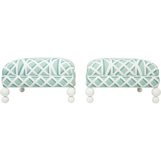 Image 1 of Pair of vintage shaggy poufs, 1970