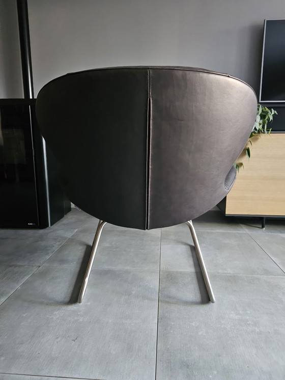 Image 1 of 2 fauteuils Karat en cuir gris anthracite