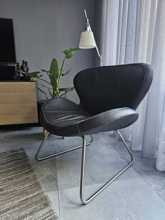 Image 1 of 2 fauteuils Karat en cuir gris anthracite