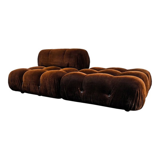 Image 1 of Vintage Lounge Chair and Ottoman Set Brown Velvet Model Camaleonda by Mario Bellini for B&B Italia  C&B Italia, 1970s