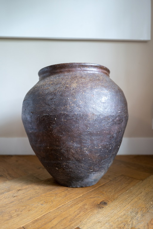 Japanese Earthen Vase From The Meiji Period (Kyoto)