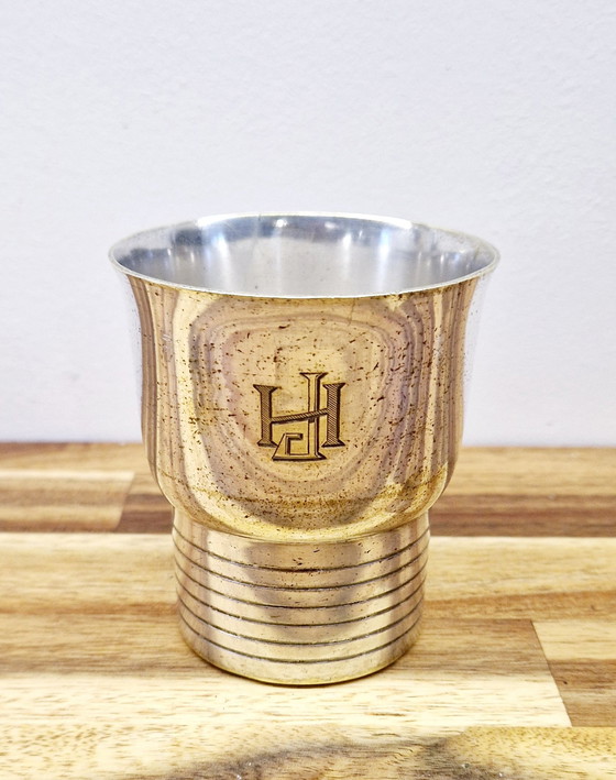 Image 1 of Taza de viaje estilo Art Déco, 1920, metal plateado 