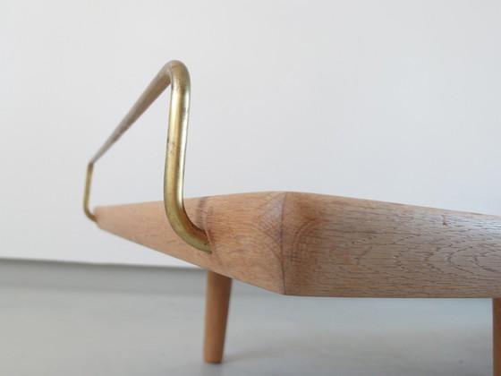 Image 1 of Lit de repos en chêne et lin par Hans Wegner pour Getama, Danemark 1956