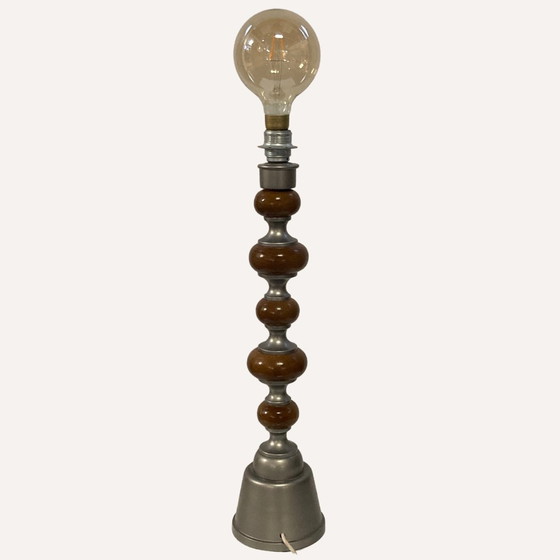 Image 1 of Large Teak & Zinc Table Lamp, Denmark, 1970S