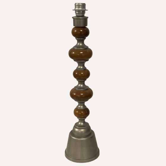 Image 1 of Large Teak & Zinc Table Lamp, Denmark, 1970S