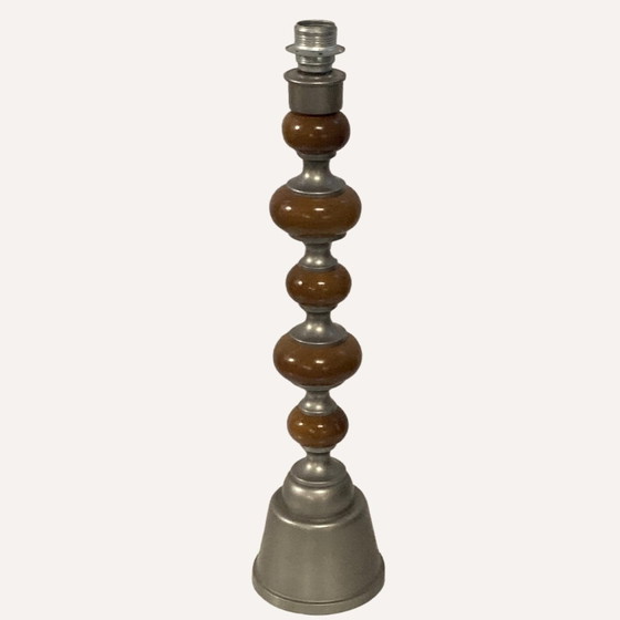 Image 1 of Large Teak & Zinc Table Lamp, Denmark, 1970S