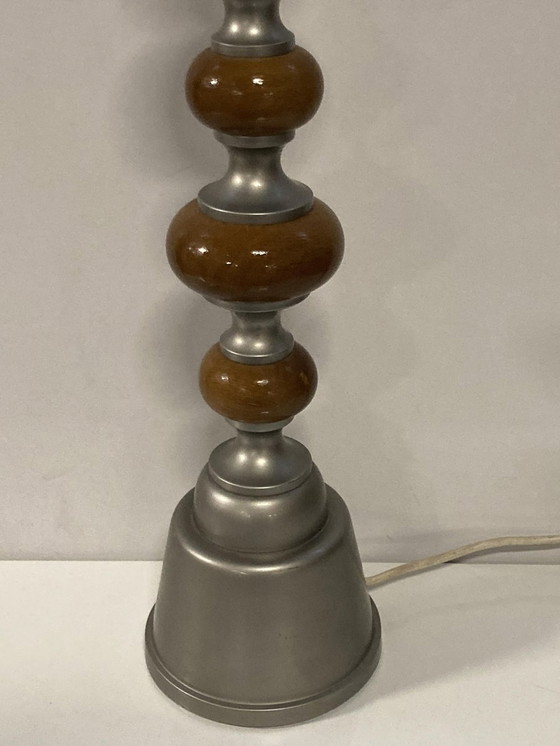 Image 1 of Large Teak & Zinc Table Lamp, Denmark, 1970S