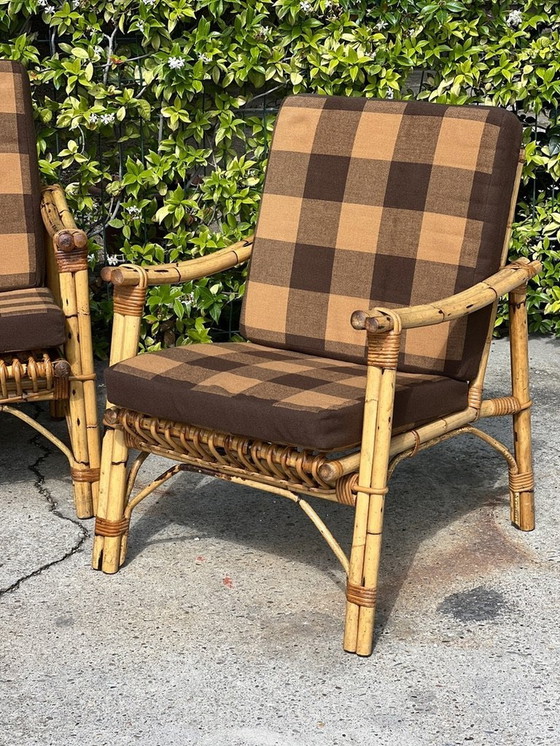 Image 1 of 2x Bamboo armchairs and Rattan 1970