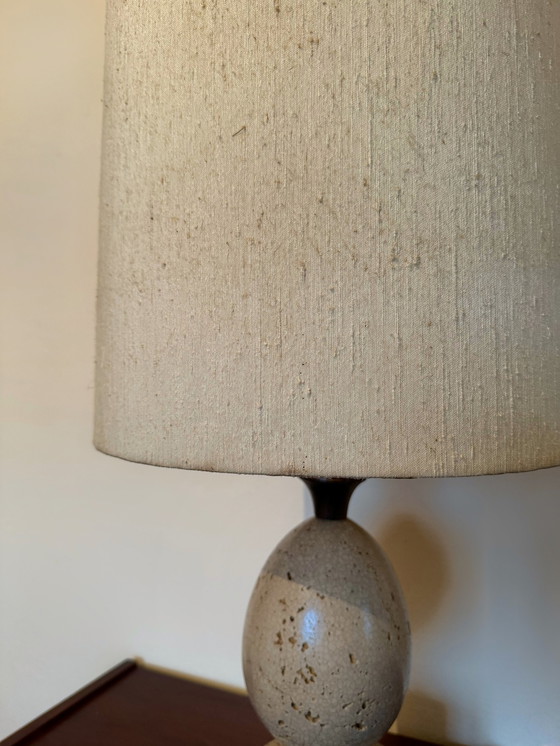 Image 1 of Egg Lamp Travertine Wood 70's