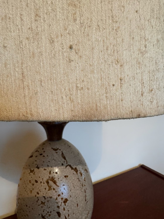 Image 1 of Egg Lamp Travertine Wood 70's