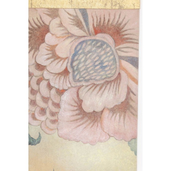 Image 1 of Cuadro antiguo de un camaleón en una rama.