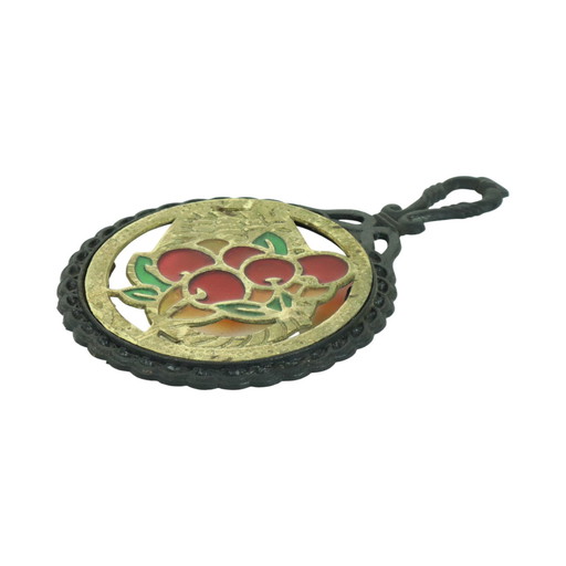 Posavasos vintage de vidrio coloreado con cerezas