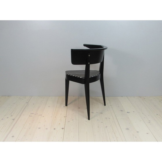 Image 1 of Vintage armchair with 3 legs in lacquered wood and striped fabric by Stefan Wewerka for Tecta, 1978