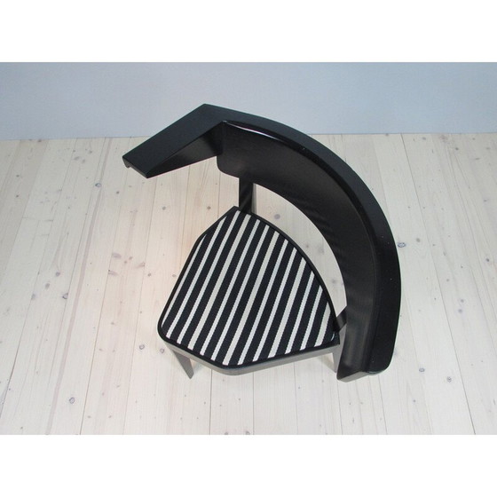 Image 1 of Vintage armchair with 3 legs in lacquered wood and striped fabric by Stefan Wewerka for Tecta, 1978