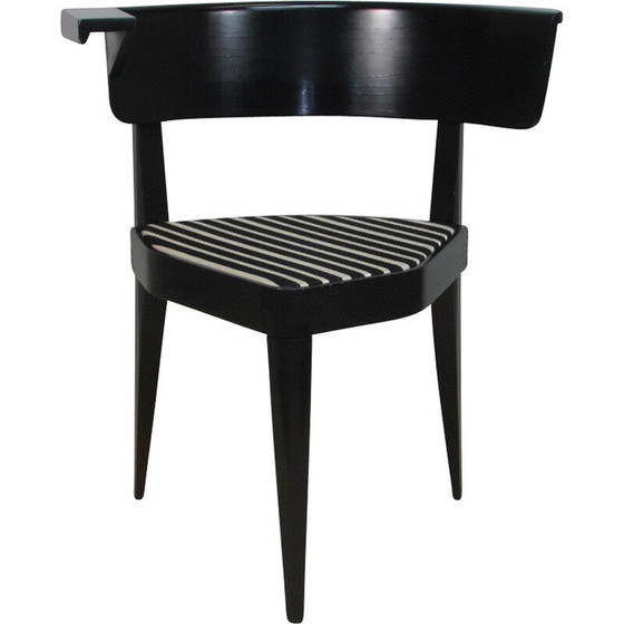 Image 1 of Vintage armchair with 3 legs in lacquered wood and striped fabric by Stefan Wewerka for Tecta, 1978