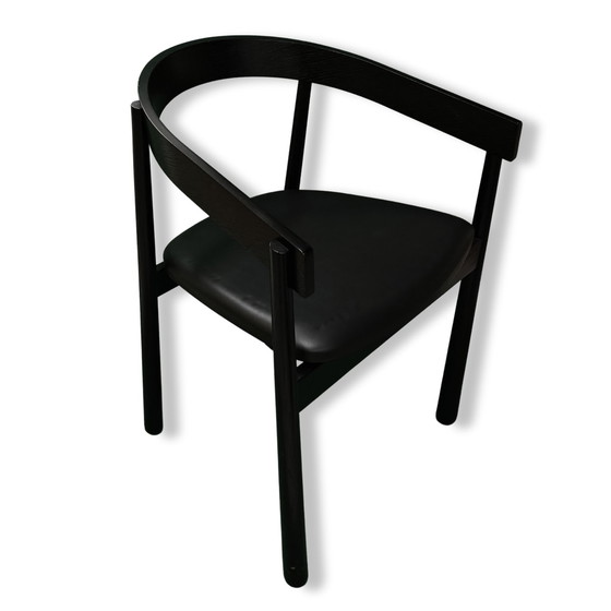 Image 1 of Homerun Dining Chair By Fest - Black - Natural With Vegan Leather Seat