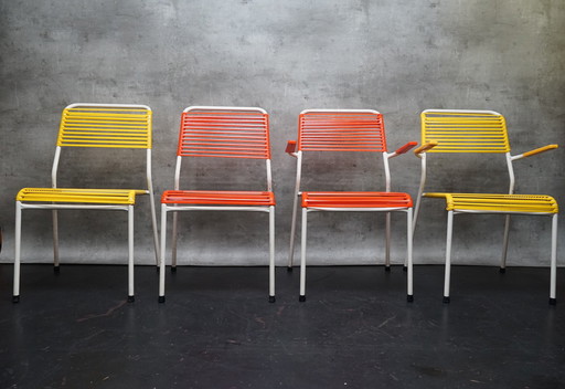 Mid Century Chaises de balcon spaghetti, années 1950, lot de 4