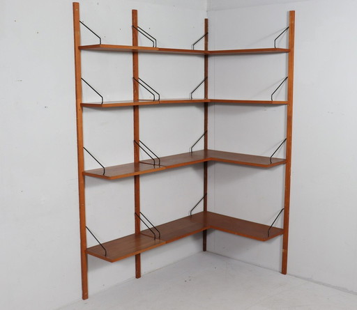 Corner shelf / shelf system / wall shelf by Poul Cadovius, Denmark, teak, 1960s