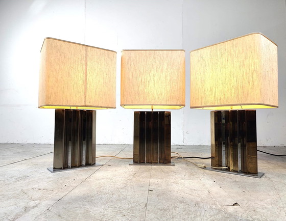 Image 1 of 3x Brass and chrome table lamps