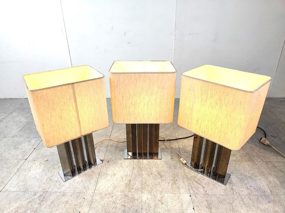 Image 1 of 3x Brass and chrome table lamps