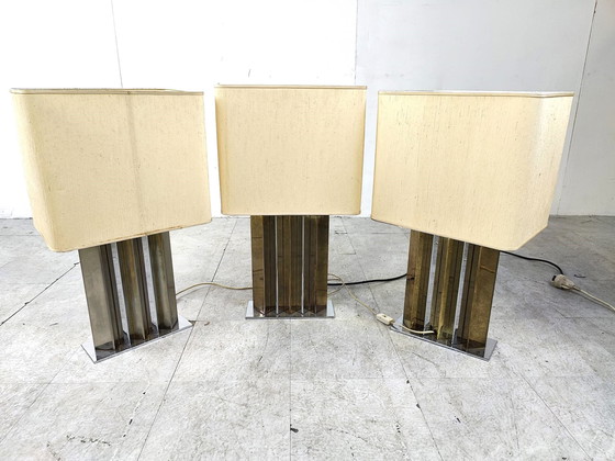 Image 1 of 3x Brass and chrome table lamps