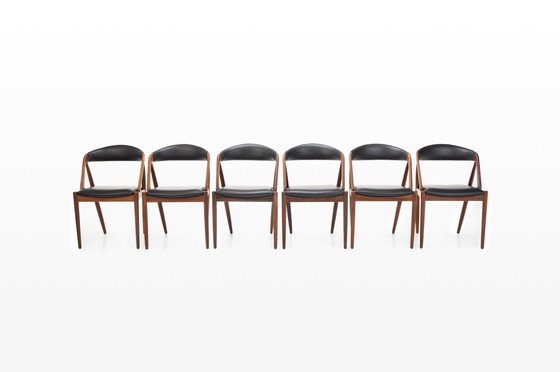 Image 1 of Set Of 6 Dining Chairs By Kai Kristiansen For Schou Andersen, Denmark 1960S