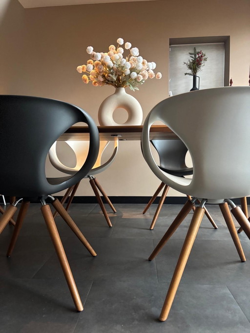 6 'Tonon' Design Dining Chairs White And Anthracite