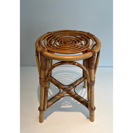Image 1 of Vintage rattan stool, France 1950