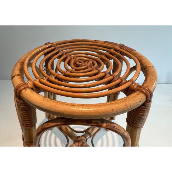 Image 1 of Vintage rattan stool, France 1950