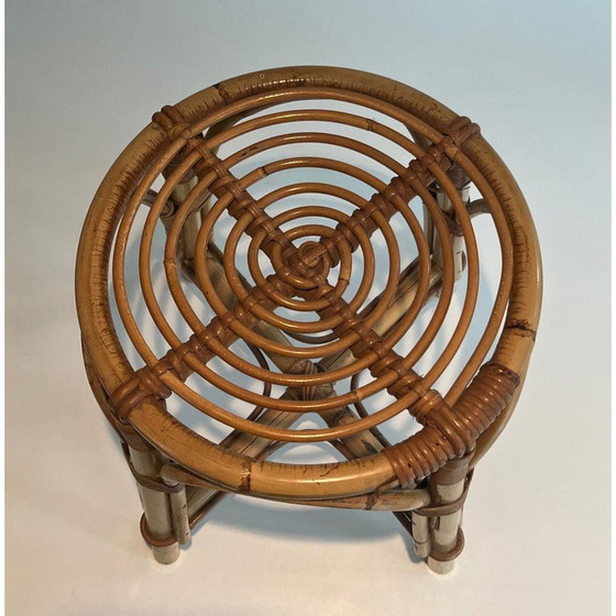 Image 1 of Vintage rattan stool, France 1950