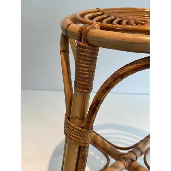 Image 1 of Vintage rattan stool, France 1950