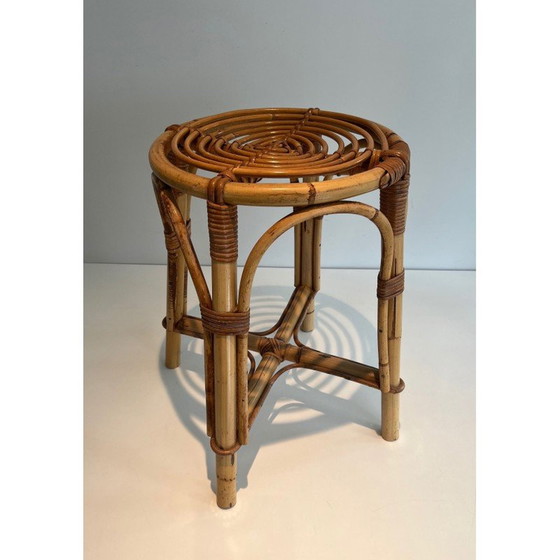 Image 1 of Vintage rattan stool, France 1950