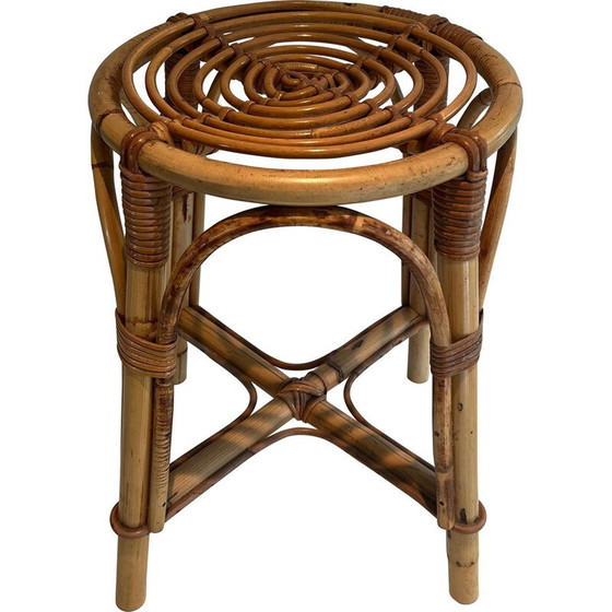 Image 1 of Vintage rattan stool, France 1950