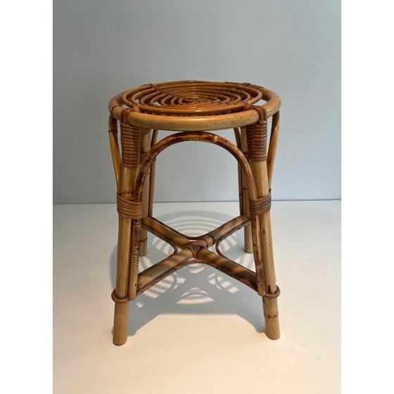 Image 1 of Vintage rattan stool, France 1950